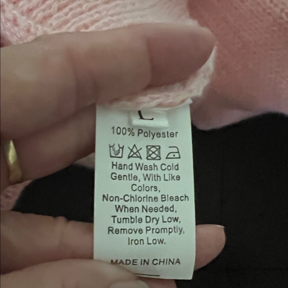 # 0589+ White and Pink Hand Knit Hooded CardiganW/ Polyester Cotton - Picture 8 of 9